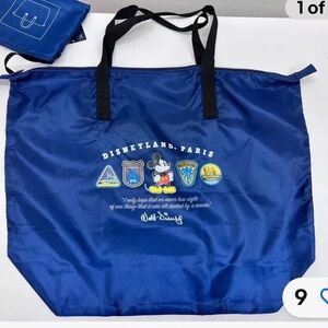 Disneyland Paris Folding Tote.Lightweight‎ Blue Durable Shopping Basket Size